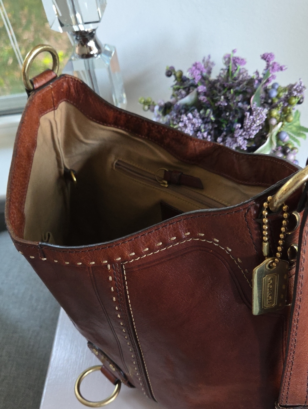COACH 2006 Mahogany/ Whiskey Hamptons Hobo Shoulder Bag #10554 - Picture 10 of 13